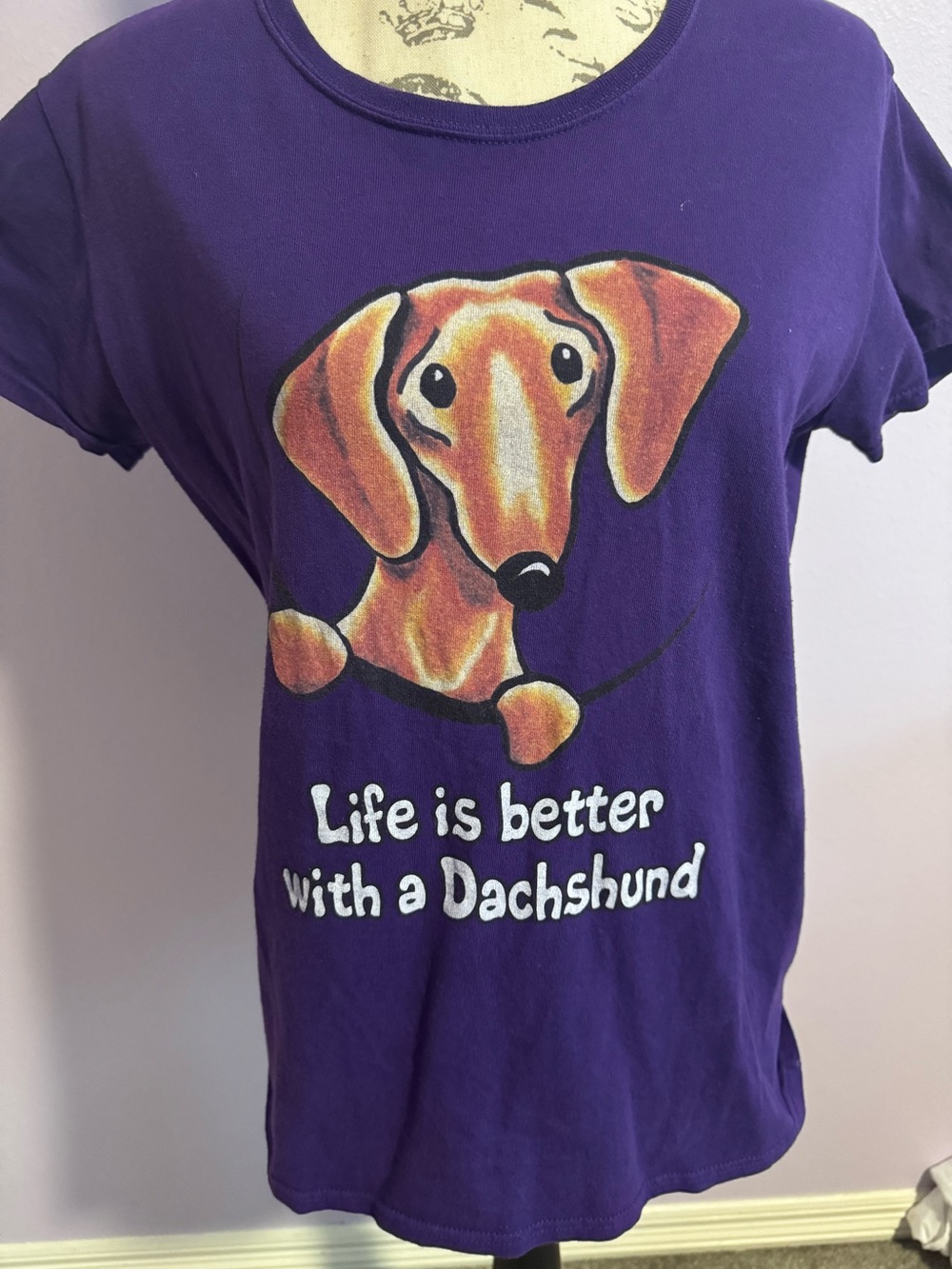 Gildan Purple Dachshund Graphic Tee